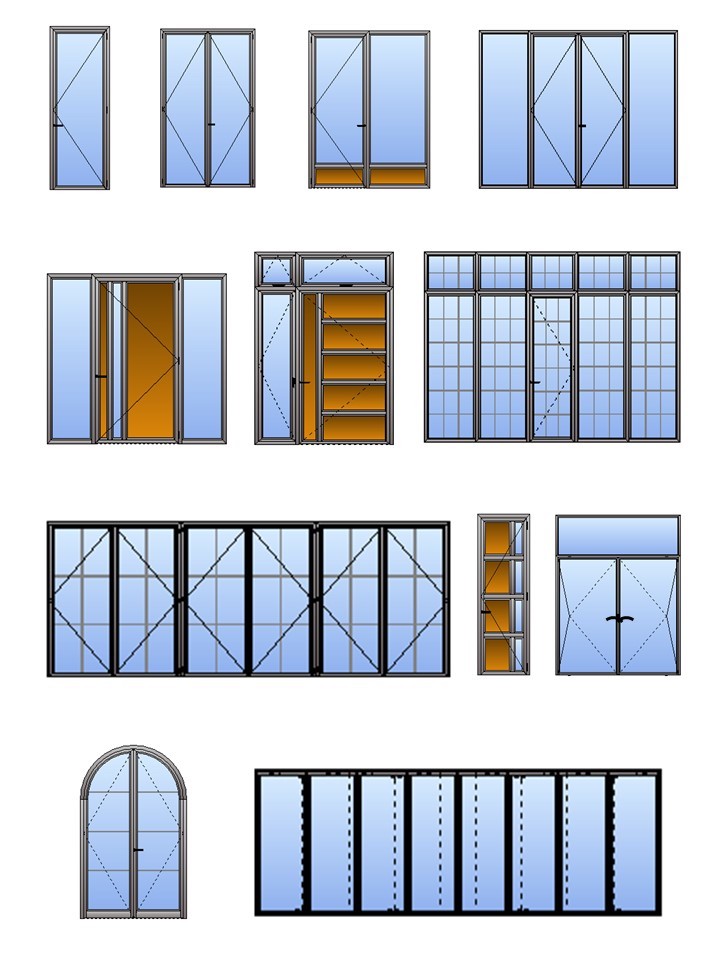 Citadel Typical Steel Door Elevations - Entry, French, Pivot And Bi-Fold Doors