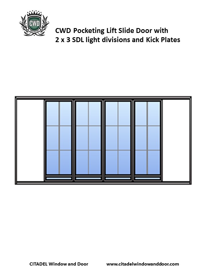 CWD Pocketing Lift-and-Slide Steel Doors - Four Panel With 2 X 3 SDLs
