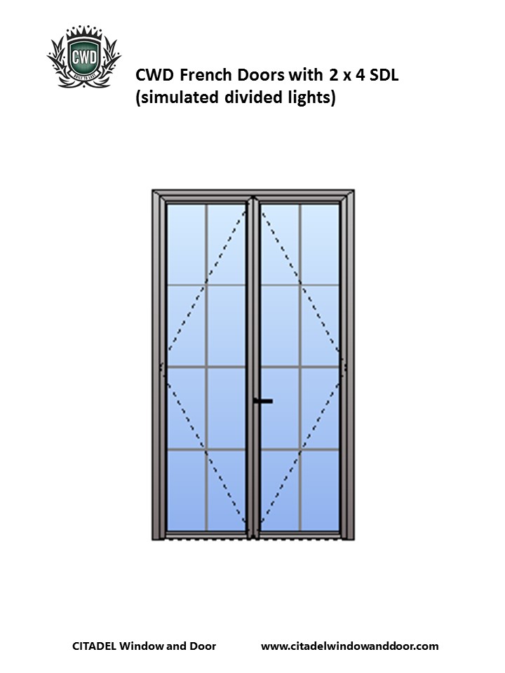 CWD Steel French Door with 2 x 4 Simulated Divided Lights