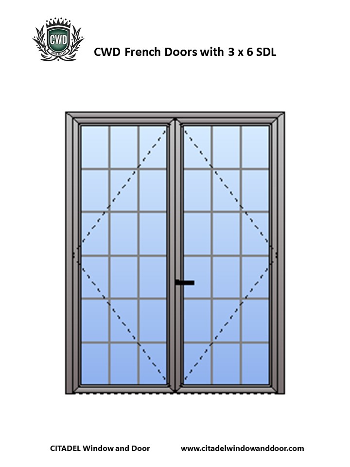 CWD Steel French Door with 3 x 6 Simulated Divided Lights