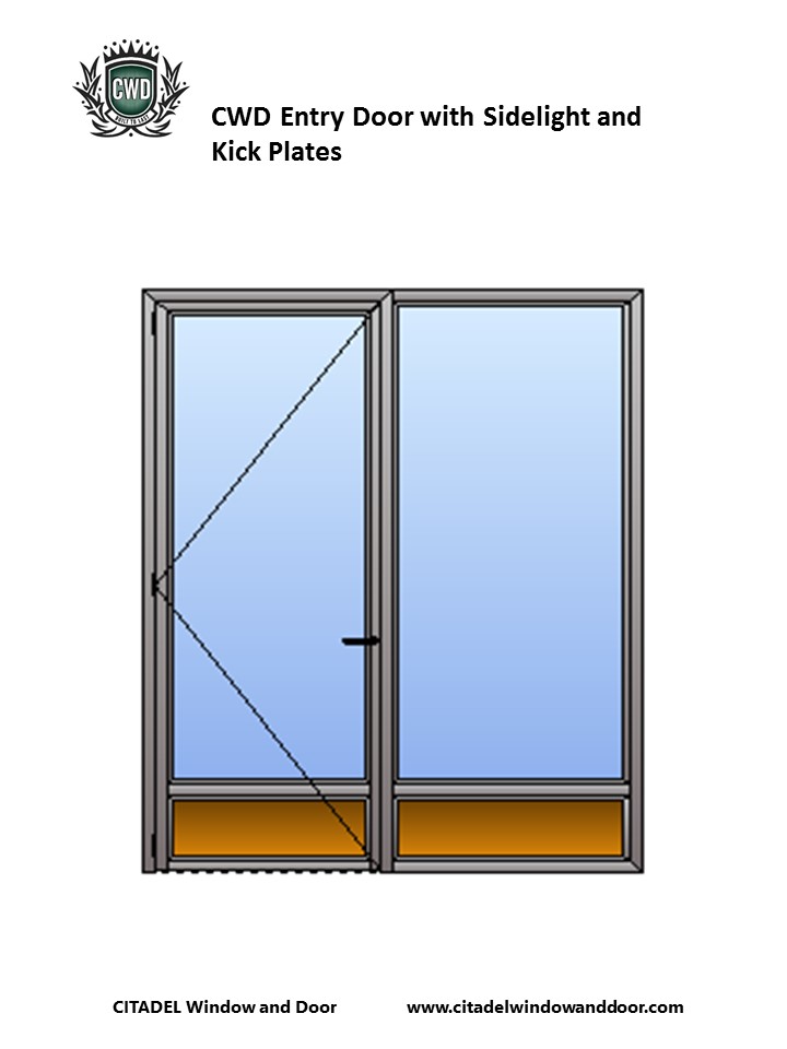 CWD Steel-Frame Entry Door with Sidelight and Kick Plates