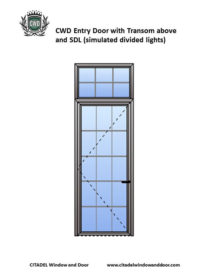 CWD Steel-Frame Entry Door with 2 x 3 Transom Above and SDLs
