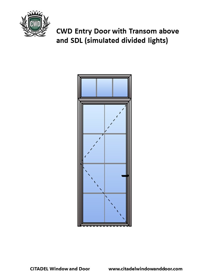 CWD Steel-Frame Entry Door with 1 x 3 Transom Above and SDLs