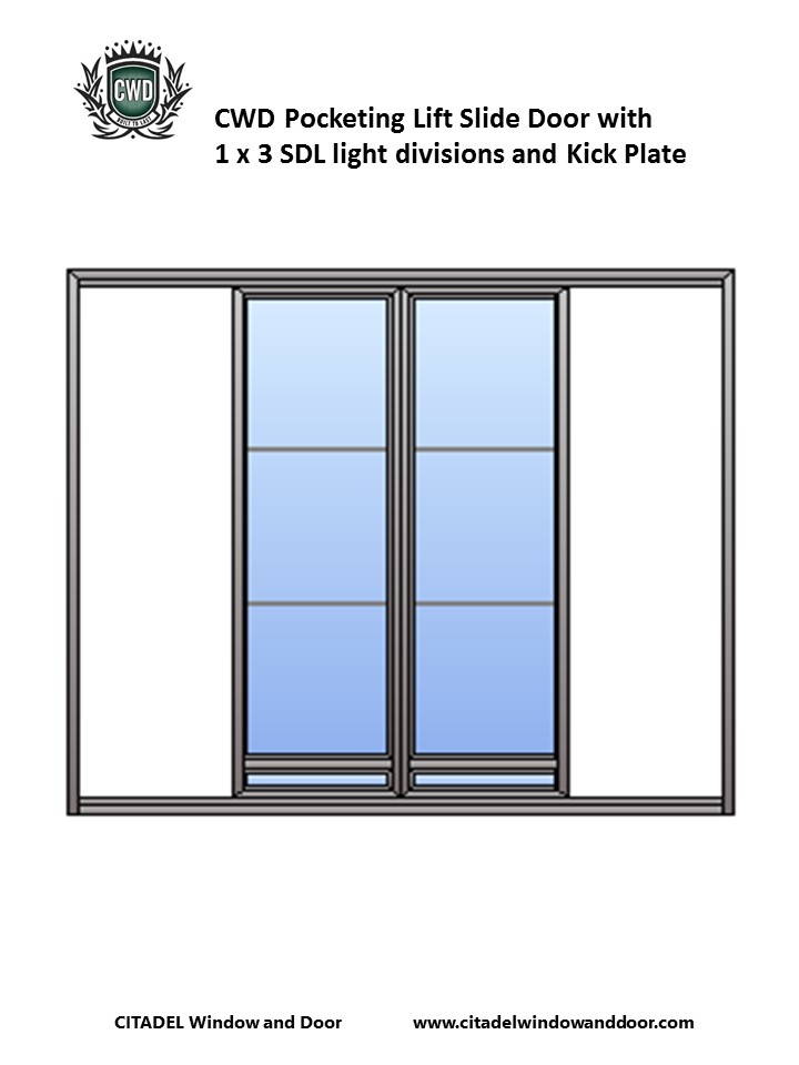 CWD Pocketing Lift-and-Slide Steel Doors With 2 X 3 SDLs And Kick Plate